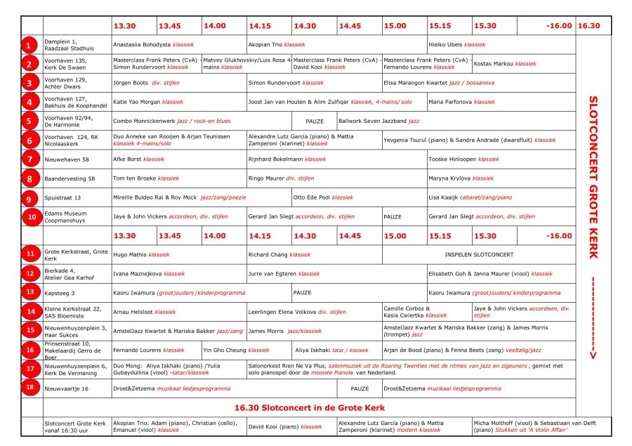 Programma / speelschema 2026